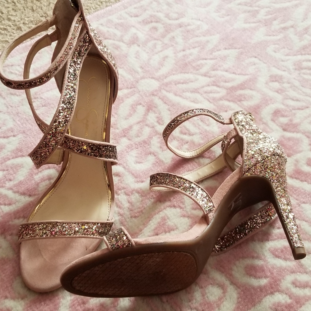 Jessica Simpson sz 10 rose gold glitter heels